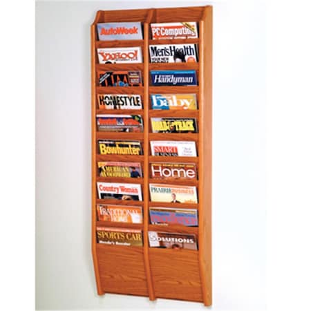 Wooden Mallet Cascade 20 Pocket Magazine Rack in Medium Oak WO599438